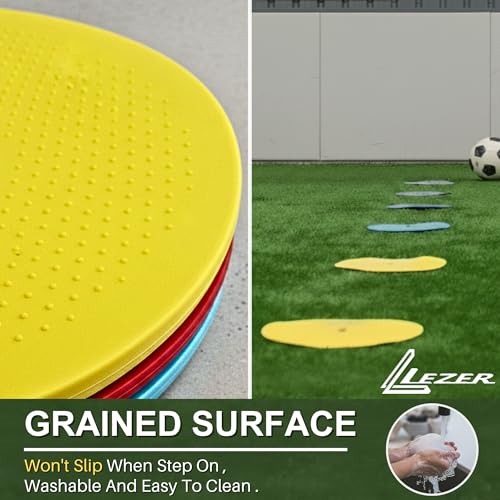 LEZER 6 Inch 8 Inch Flat Cones, Spot Markers, Soccer Cones, Field Court Markers, Sit Spots, Flat Discs, Soccer Training Equipment, Agility Practice, Football, Made in Taiwan - style: 8 inch with 12 pcs