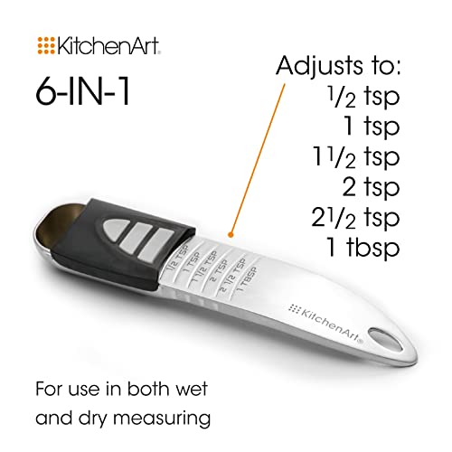 KitchenArt Stainless Steel Pro Adjust-A-Tablespoon, Adjustable Tablespoon | Spoon That Measures 1/2 TSP to 1 TBL | All In One Measuring Spoon | Cooking & Baking Gadget | Kitchen Organization - size: Tablespoon