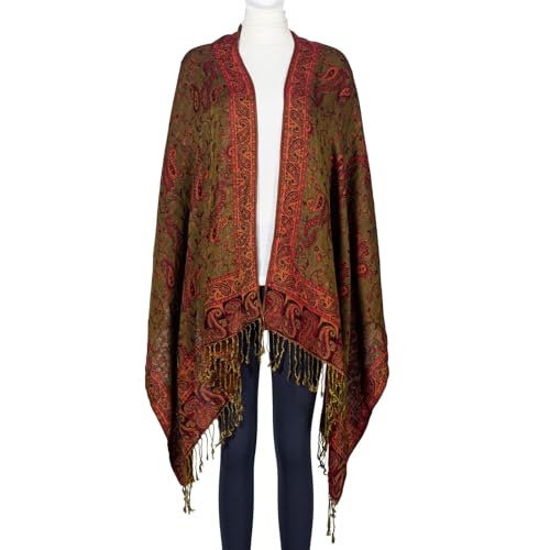 TUSHUSTY Pashmina Feel Shawls Wraps Rave Scarf for Women Soft Silky Reversible Men Scarves Hijab - color: Burgundy