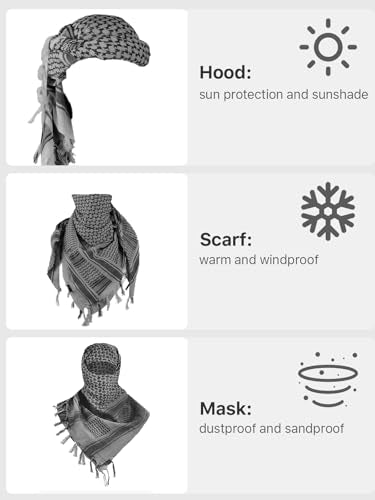 FREE SOLDIER Scarf Military Shemagh Tactical Desert Keffiyeh Head Neck Scarf Arab Wrap with Tassel for Men Women - color: Gray and Blue
