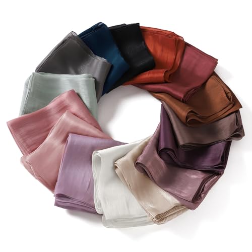 Premium Hijab Head Scarf for Women Lightweight Shimmer Hijab Head Wrap Scarves Crepe Satin Scarf Shawl Wrap - color: White