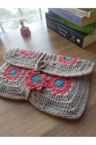 Handmade Crochet Book, Quran, Tablet Sleeve Bag Ecru Standard Size - Artisan Crafted Cotton Pouch for Protection and Style - Ecru, Standart