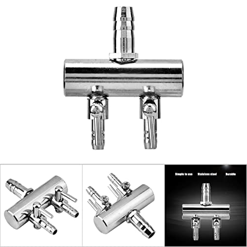 Aquarium Air Valve, Air Splitter Aquarium Tubing Connectors, Steel Aquarium Air Pump Accessories, Aquarium Aalve Aplitter for Fish Tank Air Pumps (8 to 4mm Two-Hole Splitter Head) - size: 8 to 4mm two-hole splitter head