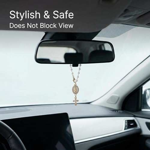 Steering Wheel Charm Cross Car Rosary for Rearview Mirror, Catholic Gift - style: B
