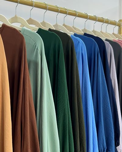 Muslim Prayer Abaya Islamic Women's Khimar Pure Color Hijab Dress Long Sleeve Dubai Kaftan - color: Lightblue