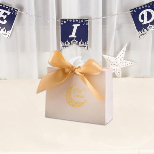 10pcs Eid Gift Bags Ramadan Snack Bags with Gold Ribbon, Reusable Eid Mubarak Bags for Presents Festive Party Wrapping - color: Style3