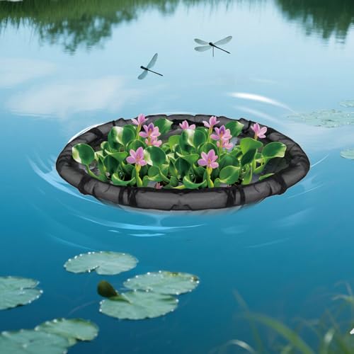 2 Set Floating Flora Fish Barrier, 26in Floating Island Plant Protector | Round Polyester Fine Mesh Pond Corral to Protect Your Plants from Pond Fish