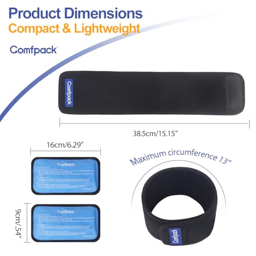 Comfpack Cold Therapy Wrap with 2 Gel Packs for Pain Relief, Reusable Gel Ice Pack for Arch, Foot, Wrist, Ankle, Relief for Arch Pain, Plantar Fasciitis, Instep Pain, Swelling, Extensor Tendonitis - size: Black, style: 1 Sleeve + 2 Gel Packs
