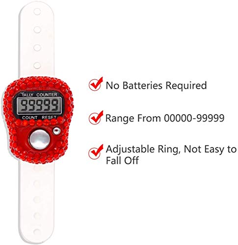 Finger Counter -Islamic Tasbih Bead- 5 Digital LED Electronic Handheld Tally Counter Clicker with Case Mechanical Manual Clicker Number Lap Tracker Counter - color: 6pcs Tall counter