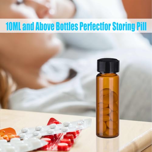 BIGLEE 100PCS 8ML Amber Small Glass Vials with Screw Caps - color: Amber, size: 8ML-100PCS
