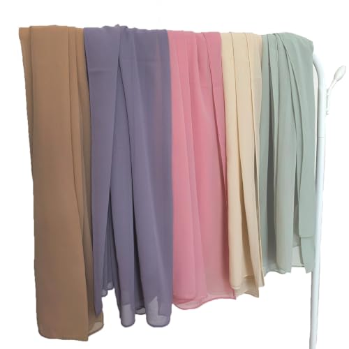 Chiffon Hijab Scarf Head Wrap Lightweight Scarves for Women Pashmina Shawls and Wraps for Evening Dresses Solid Color - color: Purple 16#