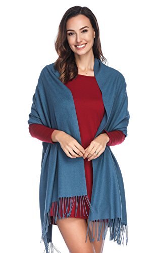 Pashmina Shawl Wraps Scarves Evening Dresses Wedding Bridesmaid for Women - color: Dark Blue