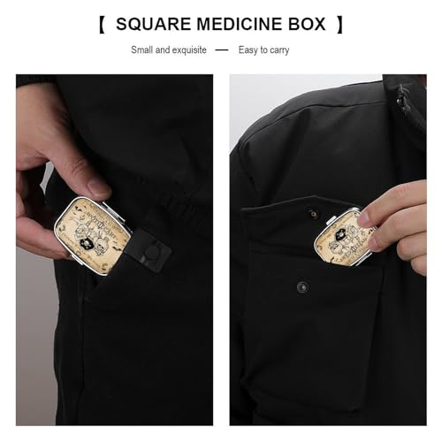 Metal 2 Compartment Pill Organizer Travel Friendly Portable Compact Pill Box Cute Pill Case to Hold Vitamins,Fish Oil,Supplements,Meds,Tablet for Purse,Pocket. (Bottles and Skeletons) - color: Bottles and Skeletons