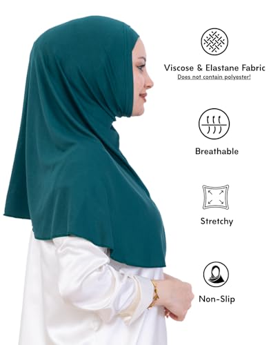 Prien Instant Hijab For Women, Muslim Long Scarf, Undercap Turban Set, Turkish Islamic Clothing, Prayer Clothes For Abaya - color: Emerald