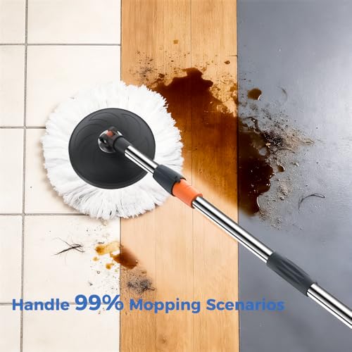 Mop and Bucket Set with Wringer, Stackable Spin Mop and Bucket | Stackable Storage Bucket, Hands-Free Wringing, 360° Spin Mop Head, Washable Mop Heads