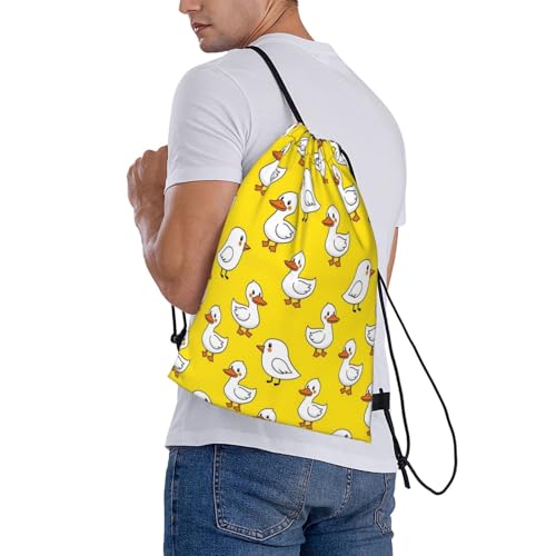 Unisex Lightweight Gym Sack Cute Rubber Duck Chick Yellow, Polyester Drawstring Bag for Workout, Training and Beach - color: Pattern (364)