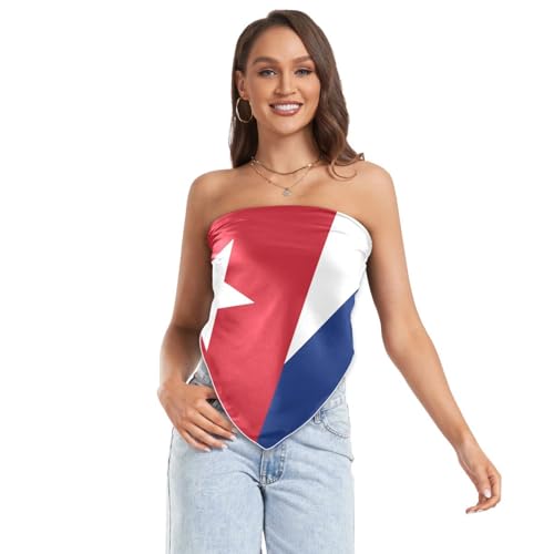 Bandana Square Head Scarf for Women Satin Hair Wrap Fashion Headband 27" - color: Cuba Flag