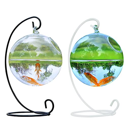 Desk Hanging Fish for Tank Bowl for Flower Plant Vase Ball Glass Clear Round Shape Save Space Convenie Desk Bowl with Stand
