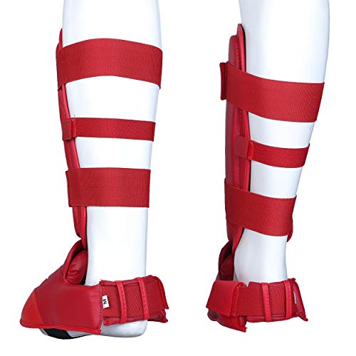 Twister Muay Thai, Boxing, Kickboxing,Karate, Taekwondo, MMA Shin & Instep Padded Guards, Shin in Steps, Shin Guards - color: RED, size: X-Small