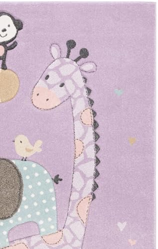 SAFAVIEH Carousel Kids 100 Collection Area Rug - 3'3" x 5'3", Purple, Transitional Design, Stain Resistant, Ideal for High Traffic Areas in Living Room, Bedroom & Dining Room (CRK120V-3) - color: Purple, size: 3'3" x 5'3" (Rectangular)