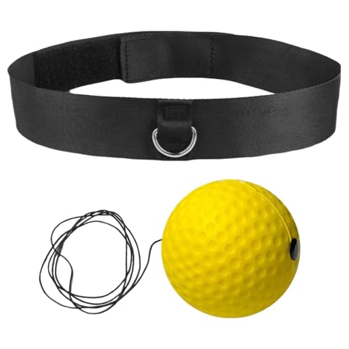 Boxing Ball with Headband, Boxing Reflex Ball Headband Set | React Reflex Ball for Adult Training | Indoor Outdoor Fitness Equipment - color: Yellow