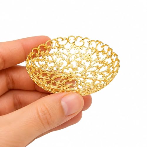 LOGOFUN 12pcs Ramadan Tray Eid Mubarak Snack Serving Plate Tray Gold 8cm