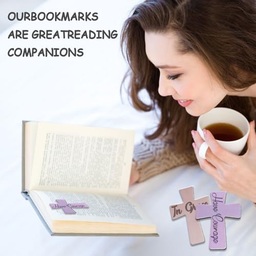 48 Pieces Magnetic Christian Religious Cross Bookmark Bible Verses Book Marks Magnet Inspirational Scripture Book Markers Page Clips Gifts for Women Student School Reading Party Favor,12 Styles
