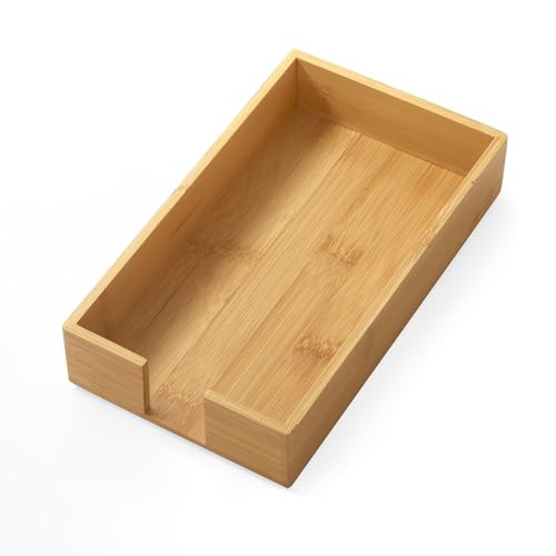 Paper Hand Towel Tray - Paper Guest Napkin Holder (Honey Walnut Bamboo) - color: Honey Walnut Bamboo