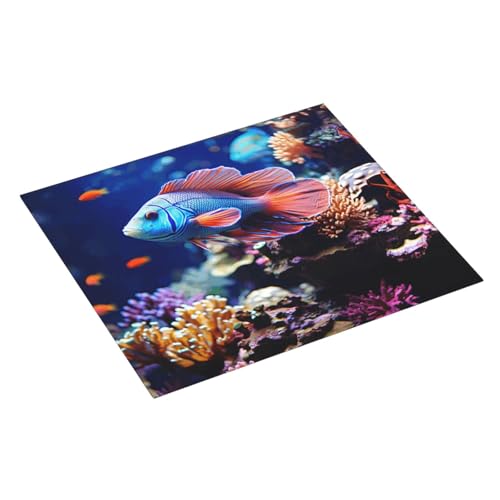 Coral Reef Fish Aquarium Dish Drying Mat for Kitchen Counter 18"x16" Super Absorbent Microfiber Dish Drying Pad Non-slip Drainer Mats Extra Large Dish Rack Pad Kitchen Drying Mat