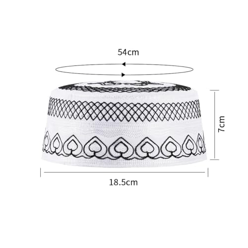 haozaikeji 4pcs Men's Muslim Prayer Kufi Hat Embroidered Islamic Prayer Cap Arabian Omani Turkish Praying Caps Eid Topi Hat - color: Black+grey+gold+blue