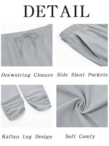 Runcati Mens Kaftan Thobe Pants Cotton Muslim Trousers Summer Kurta Pants - color: Grey, size: X-Large