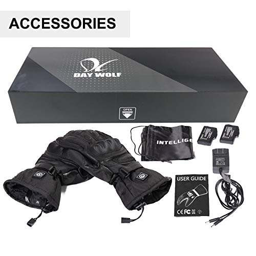 DAY WOLF Heated for Men & Women, Heating Motorcycle Gloves with 7.4V 2200MAH Rechargeable Battery Waterproof Windproof Electric Gloves for Winter Skiing Snowboarding Snowmobile Motorcycling - size: Large