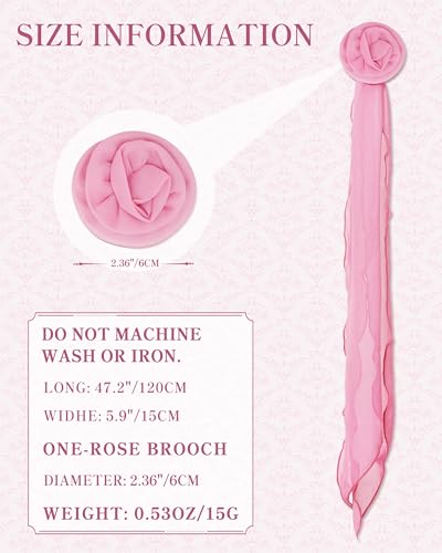 Chiffon Scarf for Women, Removable Flower Neck Scarf Light Soft Fashion Rose Scarves Versatile Headband or Hair Band - color: Pink