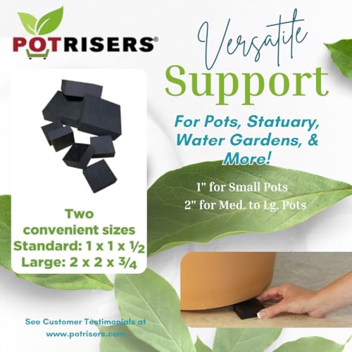 16 Pack Standard 1" Wide x 1/2" Tall | Invisible Pot Feet & Plant Risers | Drainage & Airflow for Planters, Pots, Garden Decor | Patios, Decks, Gardens