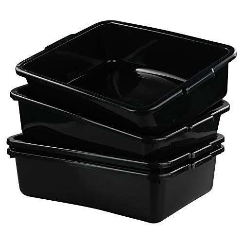 Teyyvn 13 L Plastic Bus Box, Commercial Wash Basin Tote Box, 4-Pack, Black - color: black, size: 13 L