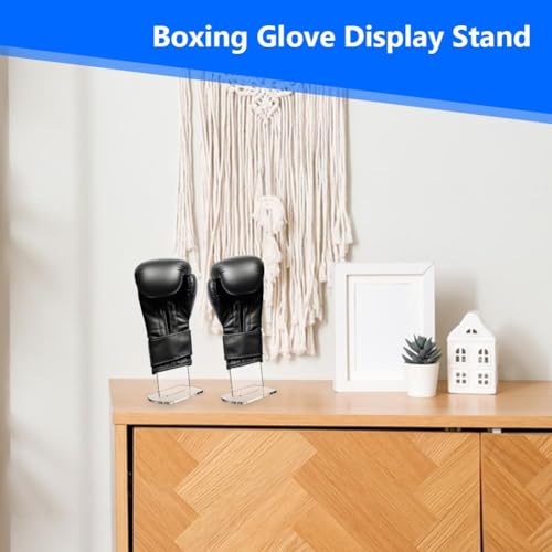 1Pair Boxing Glove Holder Universal Gloves Display Stand Acrylic Vertical Boxing Glove Baseball Gloves Display Holder For Boxing Baseball Enthusiast (Transparent)