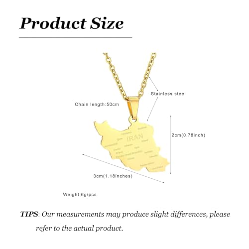 Iran Necklace Iran Map Charm Necklaces Dainty Gold Necklaces for Women Silver Jewelry Gifts for Women - color: A1