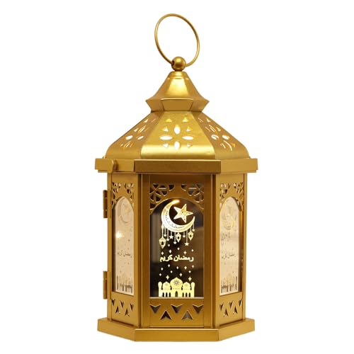 가정용 라마단 장식, 27.9cm(11인치) 높이 금속 장식 캔들 랜턴 2개, 탁상용 벽난로 장식용, 빈티지 EID 무바라크 랜턴 캔들 홀더 실내 실외 장식 선물용 - color: 골드 2개 / 27.9cm(11인치)