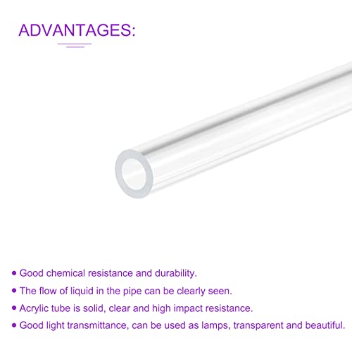 DMiotech 4pcs 3/16" x 5/16" x 12" Clear Acrylic Pipe Rigid Plastic Tubing for Aquarium Water Pipe, Water Cooling System, Plumbing - size: 3/16" x 5/16"