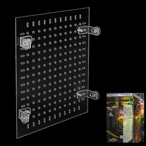PH PandaHall Acrylic Fish Tank Divider Kit Clear Aquarium Divider Fish Tank Separator Set with Suction Cups Isolation Grid Board Flapper Dividing Net for Separating Fishes Accessories 11.8x9.8 inch