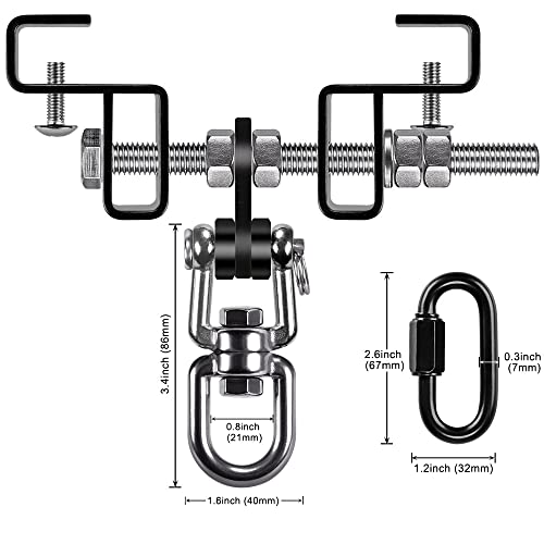 Punching Bag Hanger for I Beam 880 LBs Capacity Heavy Bag Mount Width Adjustable Boxing Bag Holder & Steel Beam Clamp for Beam - color: Hanger & Carabiner & 360°Swivel(1 Pack)