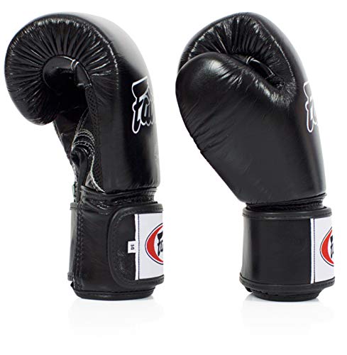 Fairtex BGV1BR Breathable Boxing Gloves, Lightweight Shock Absorbent Gear - color: Black, size: 12 oz