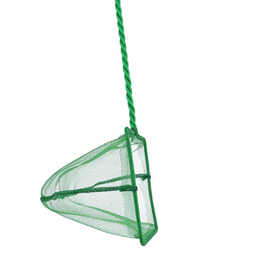Lpraer 4in 5in 6in Aquarium Fish Net Green Fine Mesh Nylon Net Collection with 11" Long Handle Square Quick Catch Fish Net for Fish Tank - color: Green, size: 5 inch
