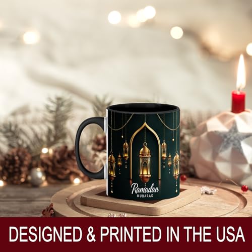 Golden Lantern Ramadan Mug, Islamic Coffee Mug, Ramadan Mubarak Gift, Muslim Tea Cup, Eid Celebration Drinkware, Elegant Islamic Decor, Gold Hanging Lanterns, Ceramic Cup for Home and Office