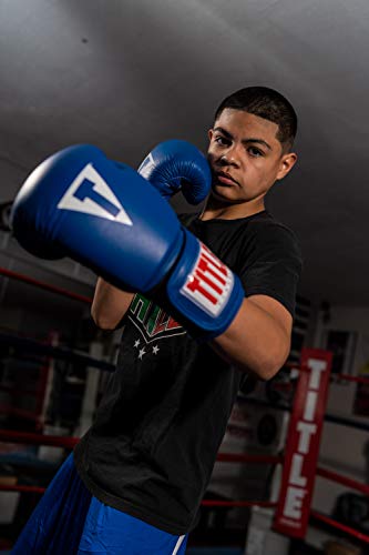 Title Classic Leather Elastic Training Gloves 2.0 - color: Blue, size: 18 oz