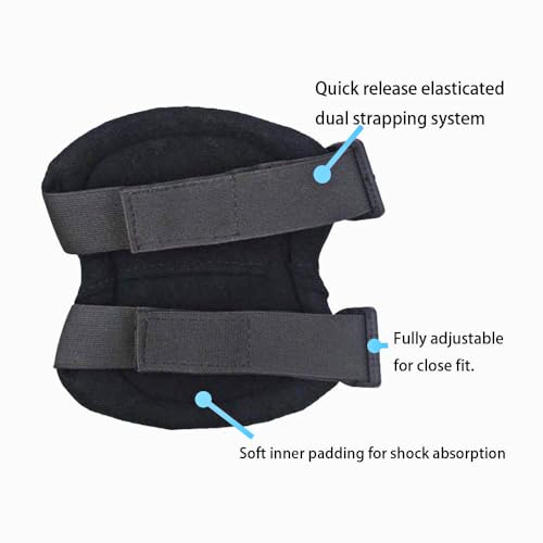 Pack of 4 Tactical Knee & Elbow Protective Pads Guard Black Knee and Elbow Pads Adjustable Shoulder Straps Gel Knee Pads for Paintball Heavy Duty Elbow and Knee Protective Pads for Outdoor Work