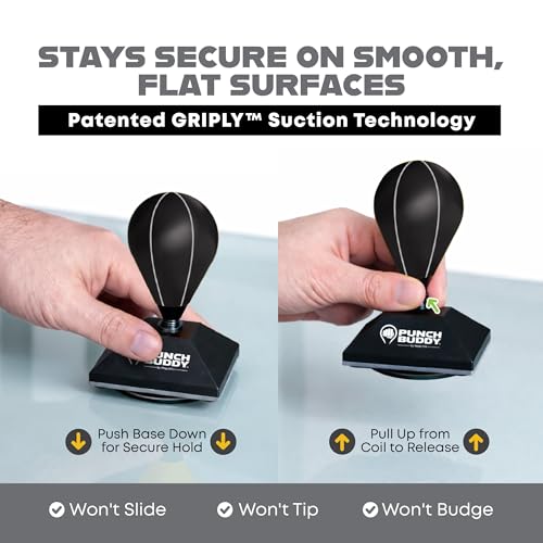 Desktop Punching Bag – Desk Fidget Toy for Stress Relief & Focus – Mini Suction Cup Punch Ball with Patented Griply™ Technology – Office Stress Reliever for Adults, Teens & Coworkers - color: Black