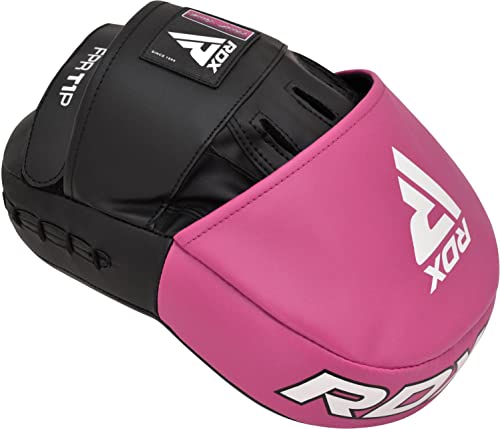 RDX Boxing Pads Focus Mitts, Maya Hide Leather Curved Hook and Jab Target Hand Pads, Great for MMA, Kickboxing, Martial Arts, Muay Thai, Karate Training, Padded Punching, Coaching Strike Shield - color: Pink