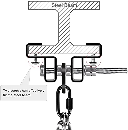 Punching Bag Hanger for I Beam 880 LBs Capacity Heavy Bag Mount Width Adjustable Boxing Bag Holder & Steel Beam Clamp for Beam - color: Hanger & Carabiner(1 Pack)