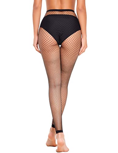 Avidlove Fishnet Stockings for Women Footless High Waist Fishnets Tight | Thigh High Stockings, Open Toe, High Stretch, Comfortable, Gothic Costume, Rave Outfits, for Cosplay, Halloween - color: Black-b3